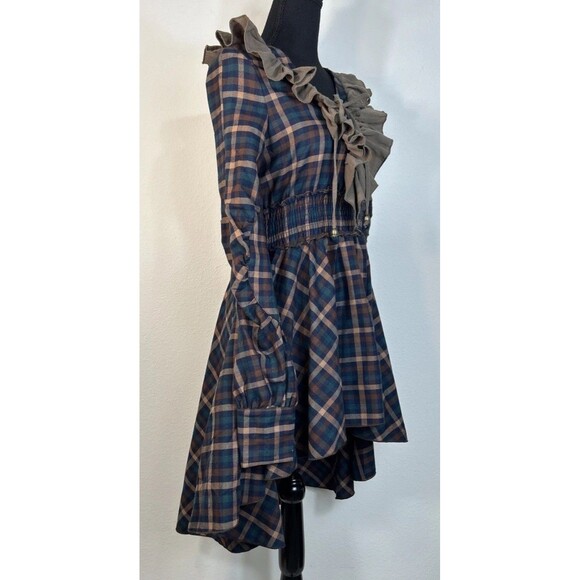 Vicky and Lucas Plaid Flannel Ruffle Retro Steampunk Dress Size Small (4/6) - Picture 7 of 13